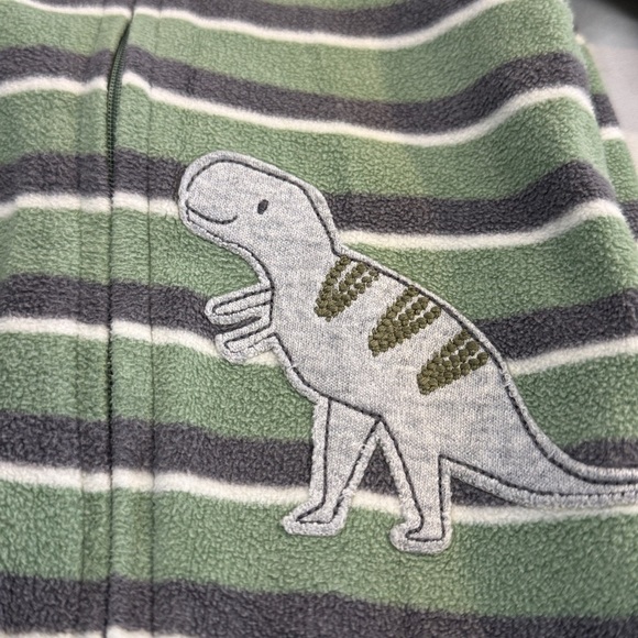Child of Mine - Green Striped Dinosaur Baby Onesie sleeper - Picture 2 of 4